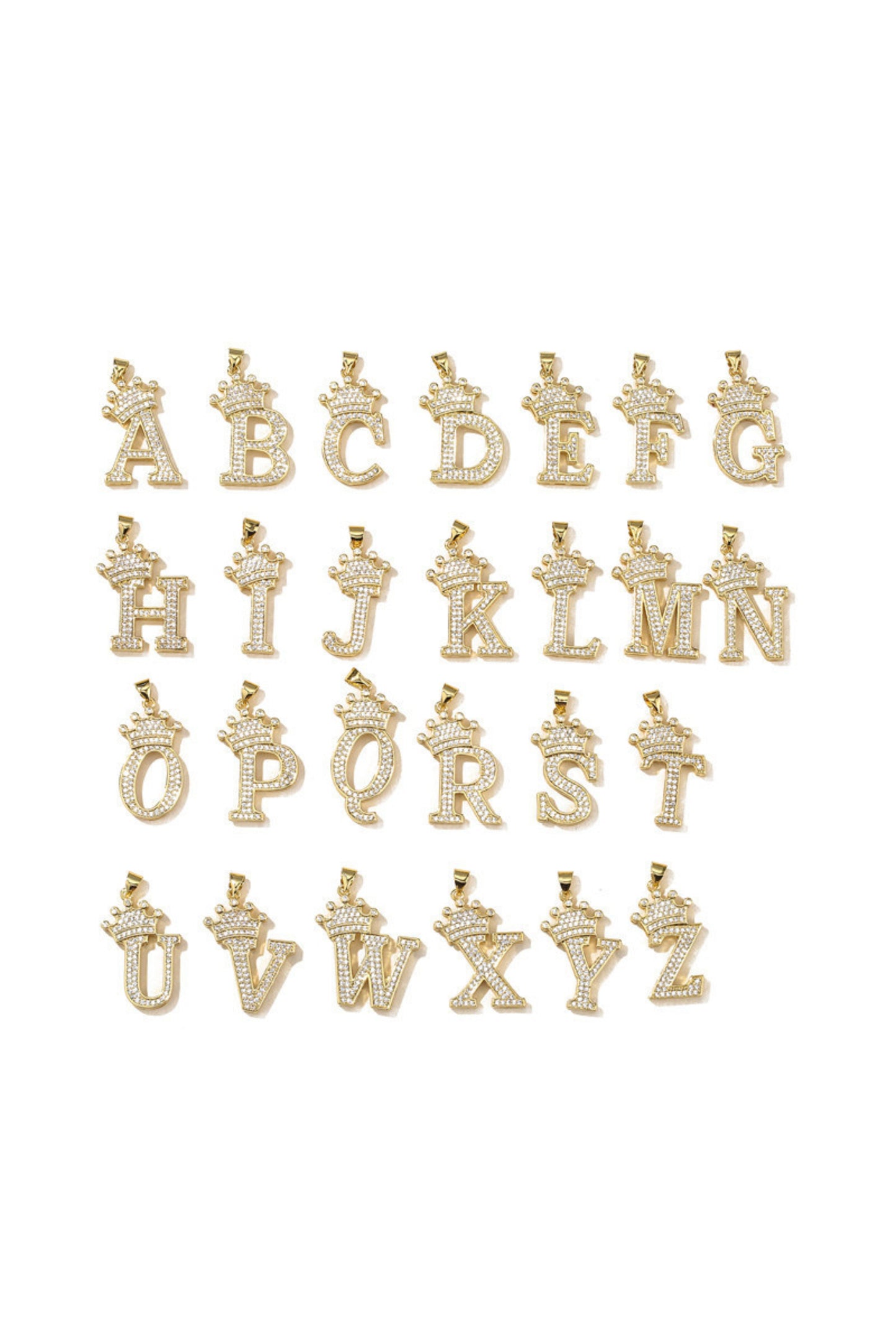 Initial Diamond Name Crown Necklace