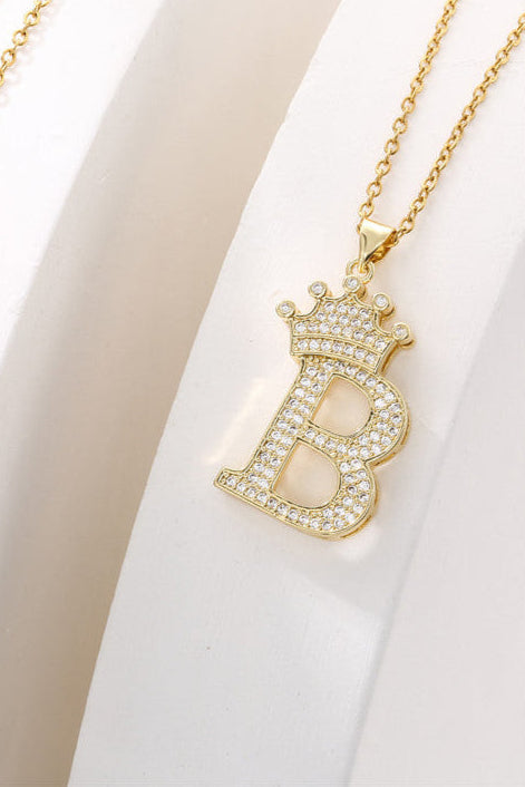 Initial Diamond Name Crown Necklace