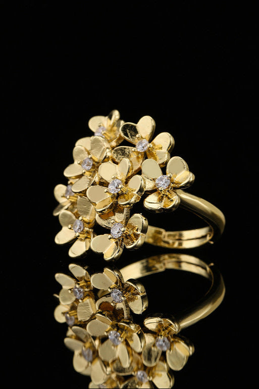 Irregular Diamond Colored Flower Ring