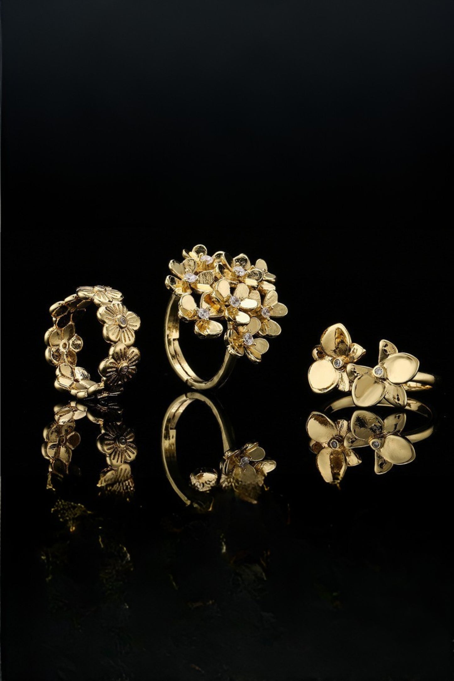 Irregular Diamond Colored Flower Ring