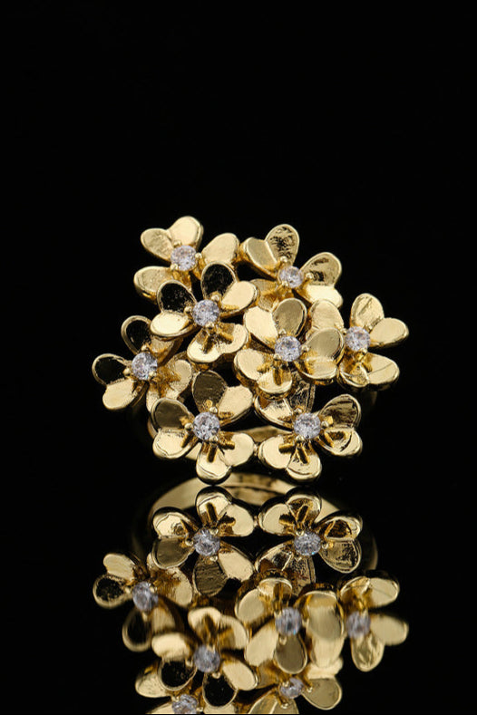 Irregular Diamond Colored Flower Ring