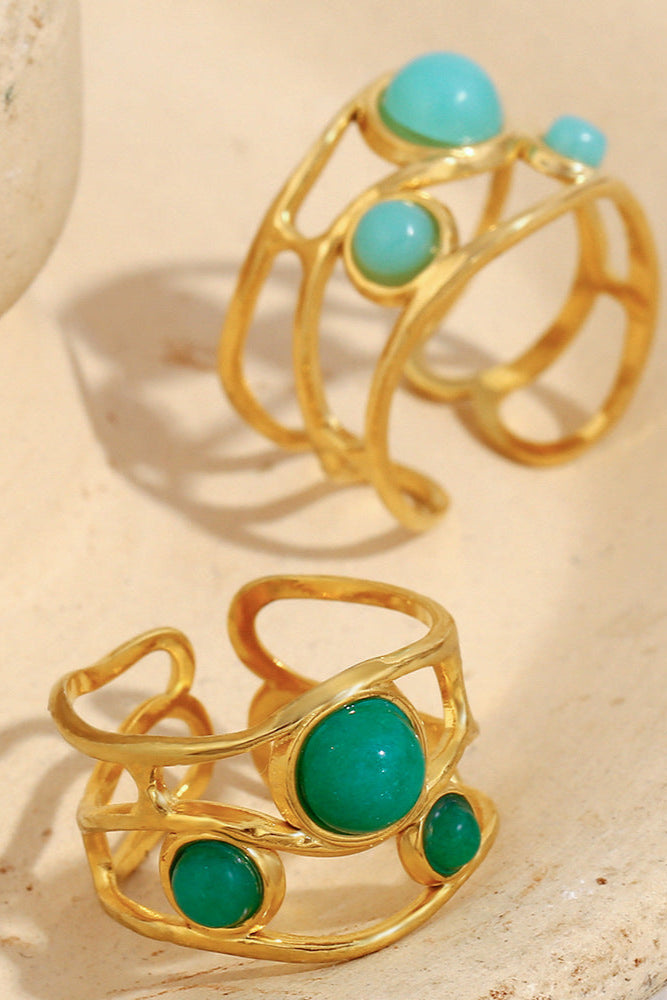 Jade Turquoise Emerald Open Ring