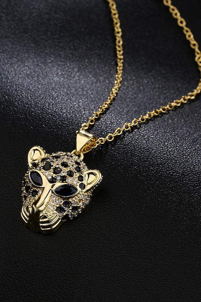 Leopard head pendant animal necklace