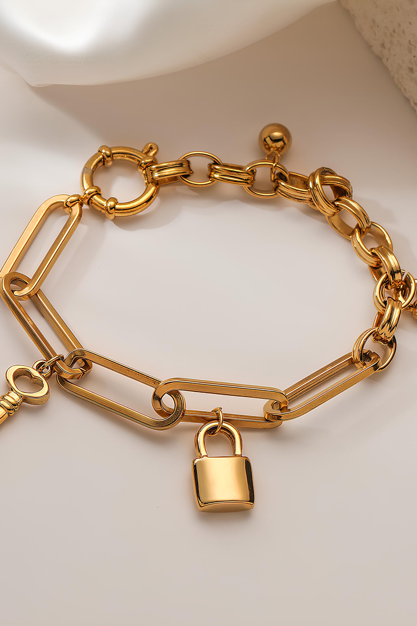 Lock Ring Chain Key Heart Bracelet
