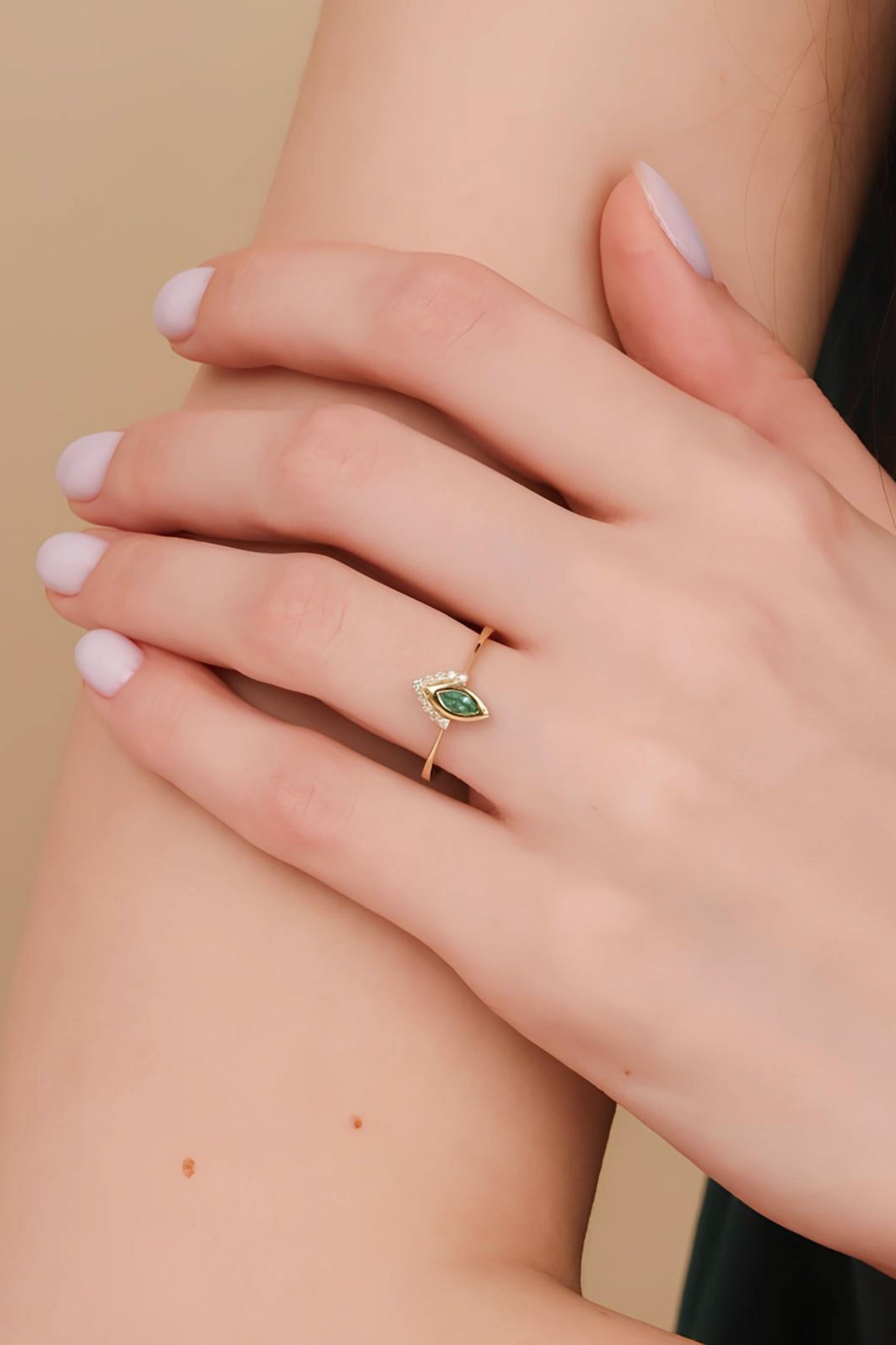 Marquise Birthstone Gold Ring