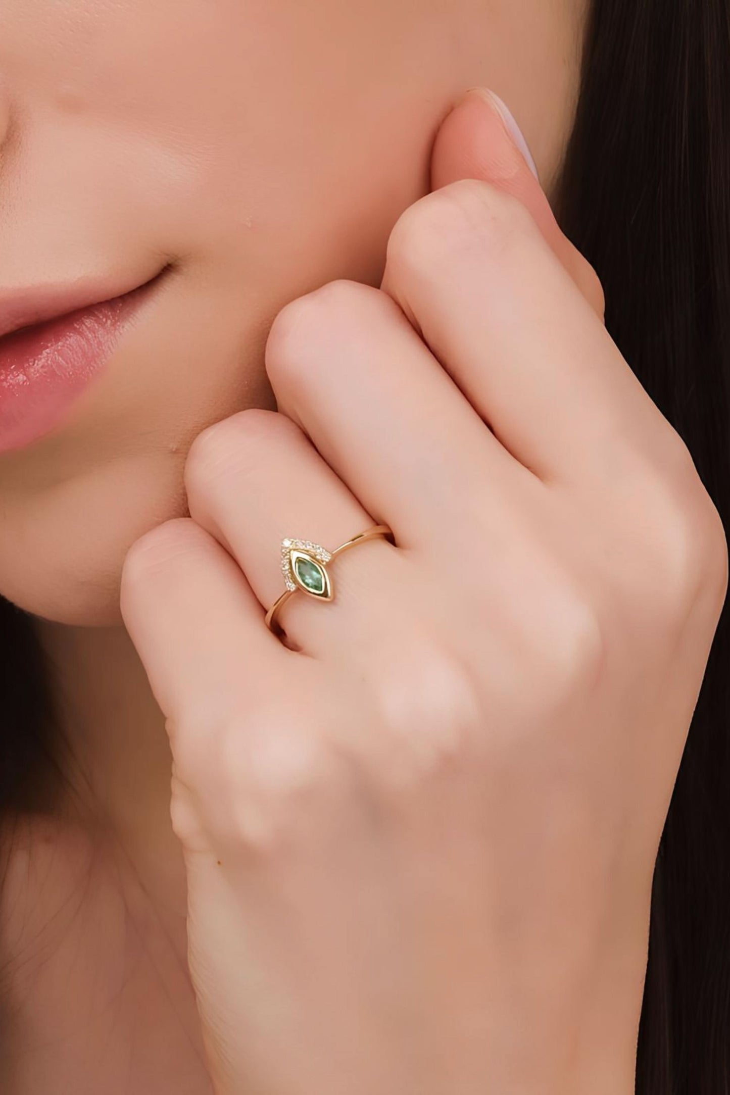 Marquise Birthstone Gold Ring