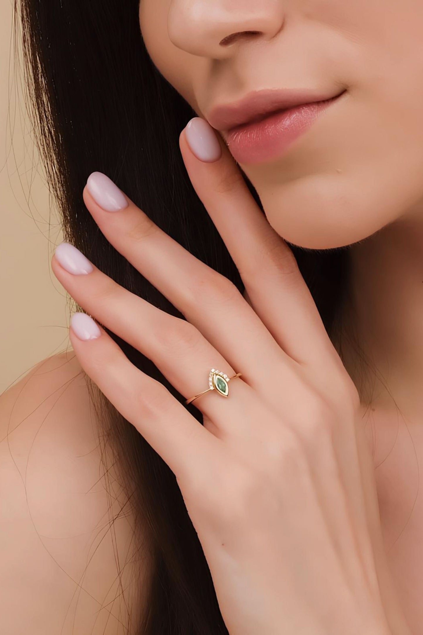 Marquise Birthstone Gold Ring