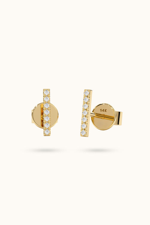 Mini Diamond Bar Stud Earrings