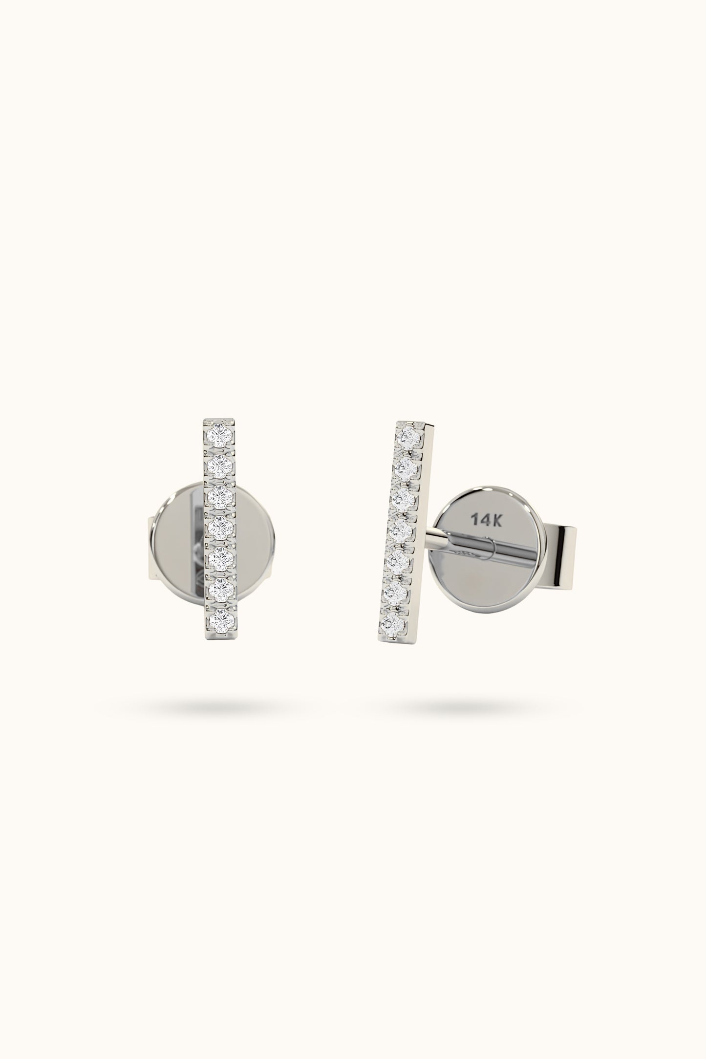 Mini Diamond Bar Stud Earrings