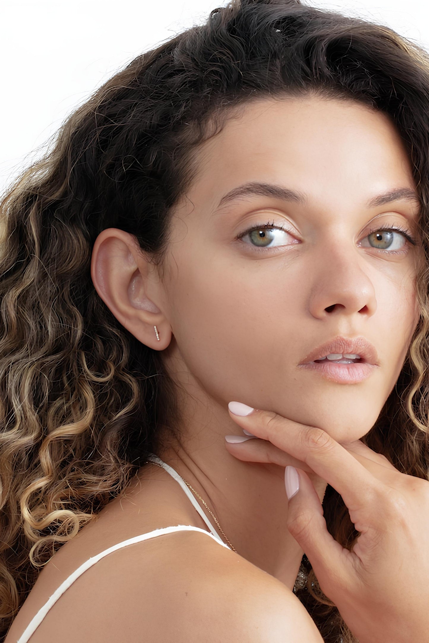 Mini Diamond Bar Stud Earrings