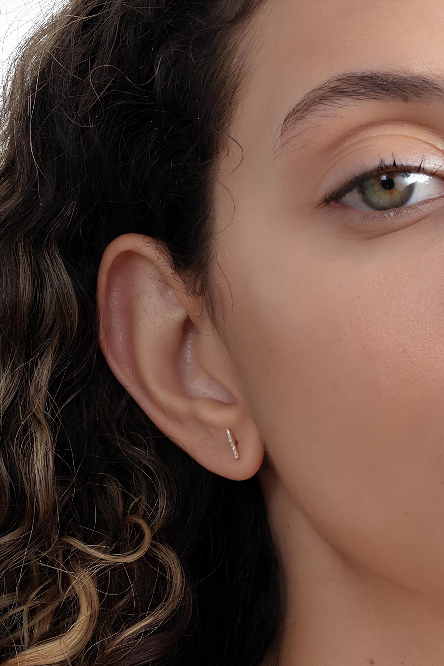 Mini Diamond Bar Stud Earrings