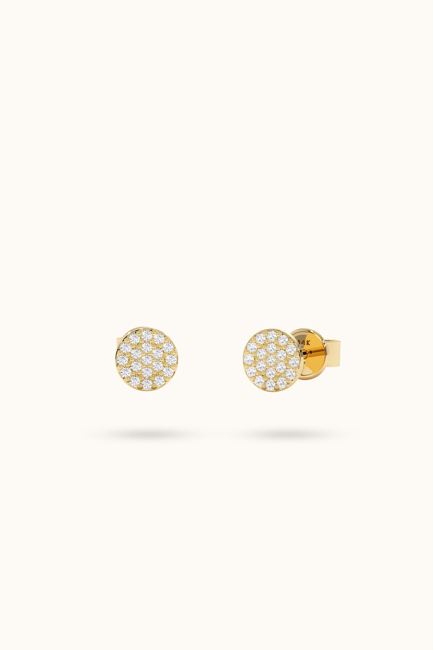 Mini Diamond Disc Stud Earrings