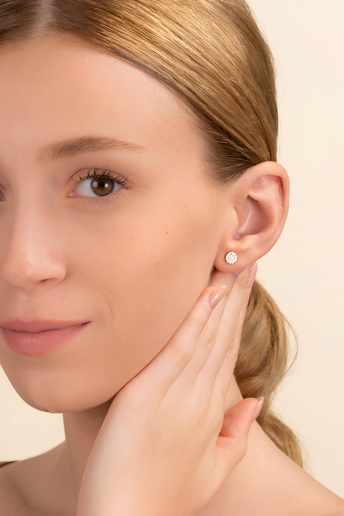 Mini Diamond Disc Stud Earrings
