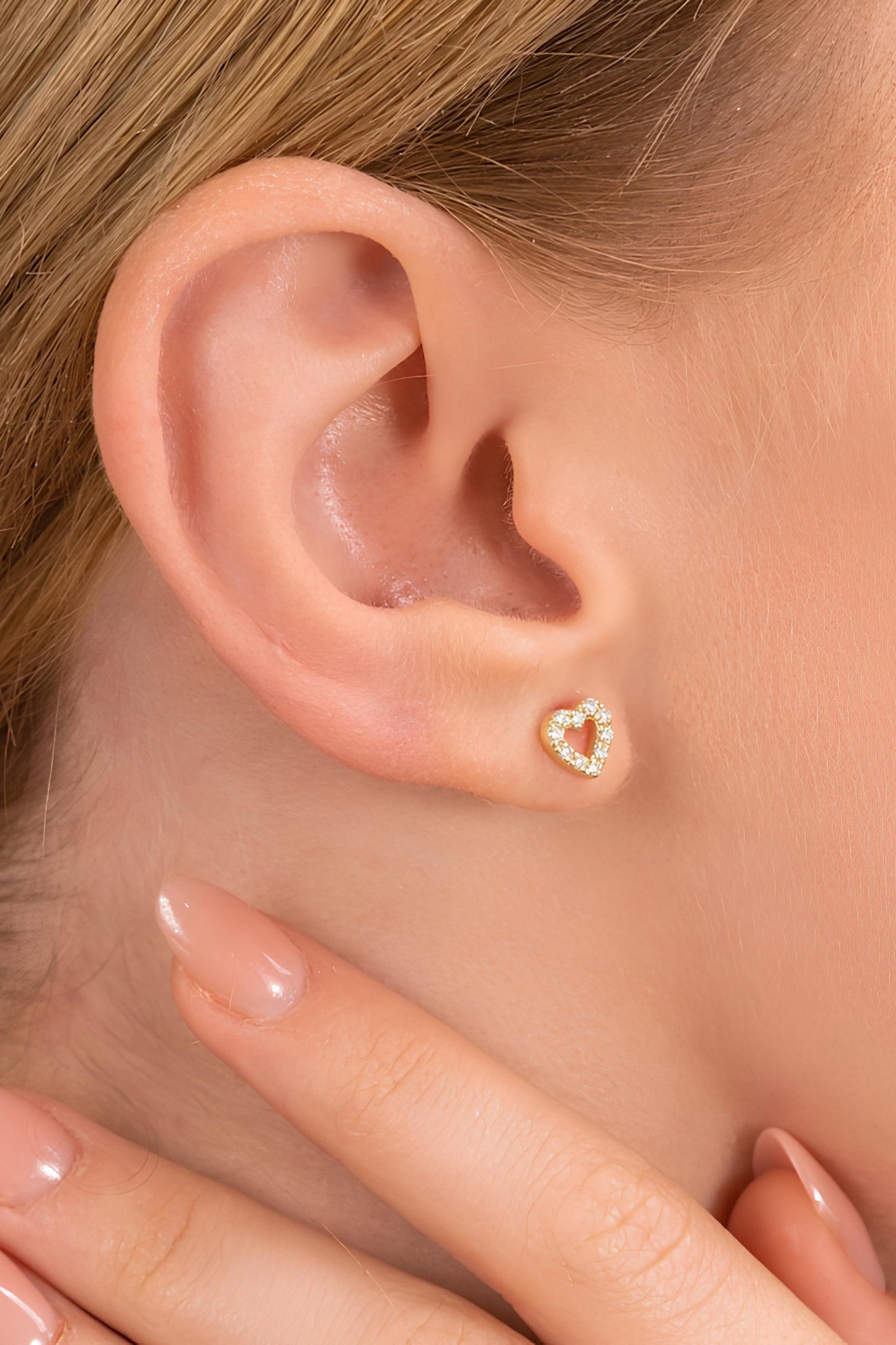 Mini Diamond hollow Heart Earrings