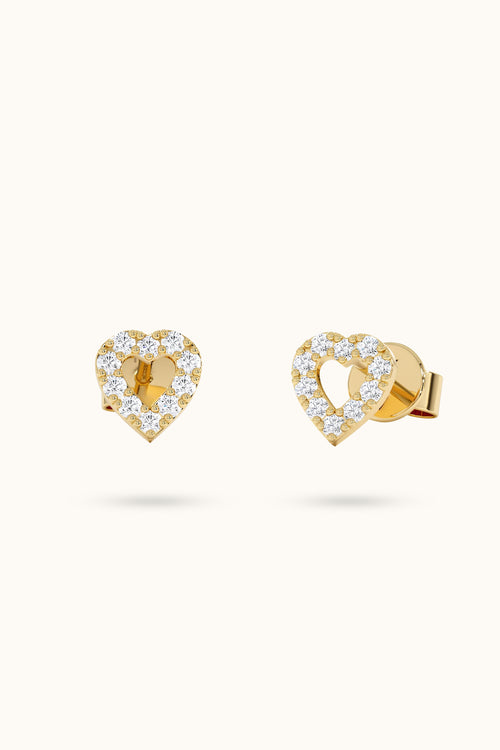 Mini Diamond hollow Heart Earrings