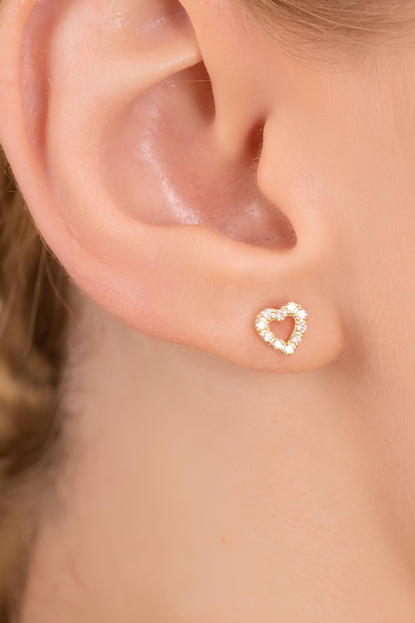 Mini Diamond hollow Heart Earrings