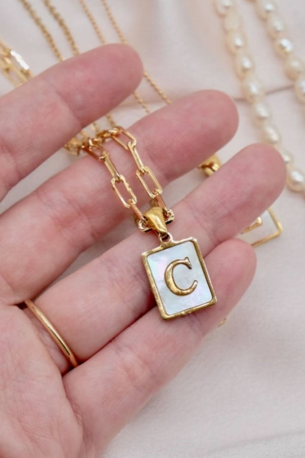 Pearl Initial Necklace