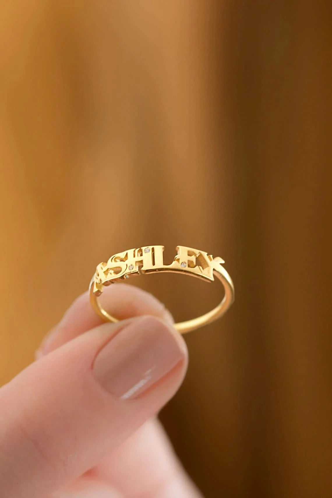 Name Ring With Birthstone