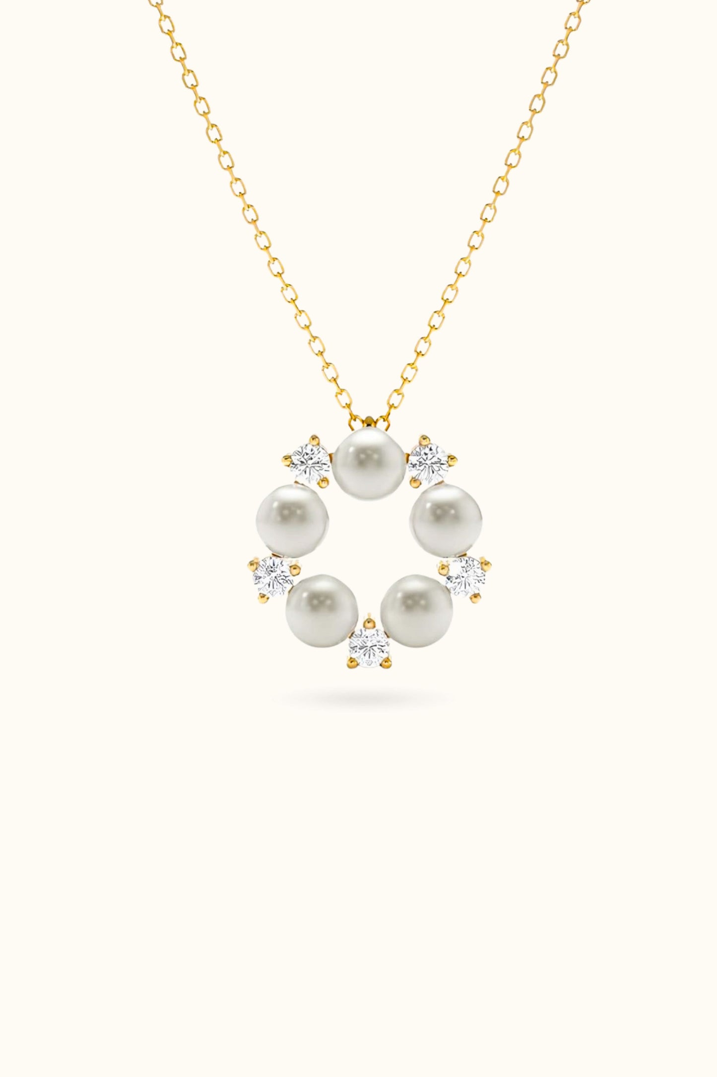 Natural Diamond and Pearl Pendant Necklace