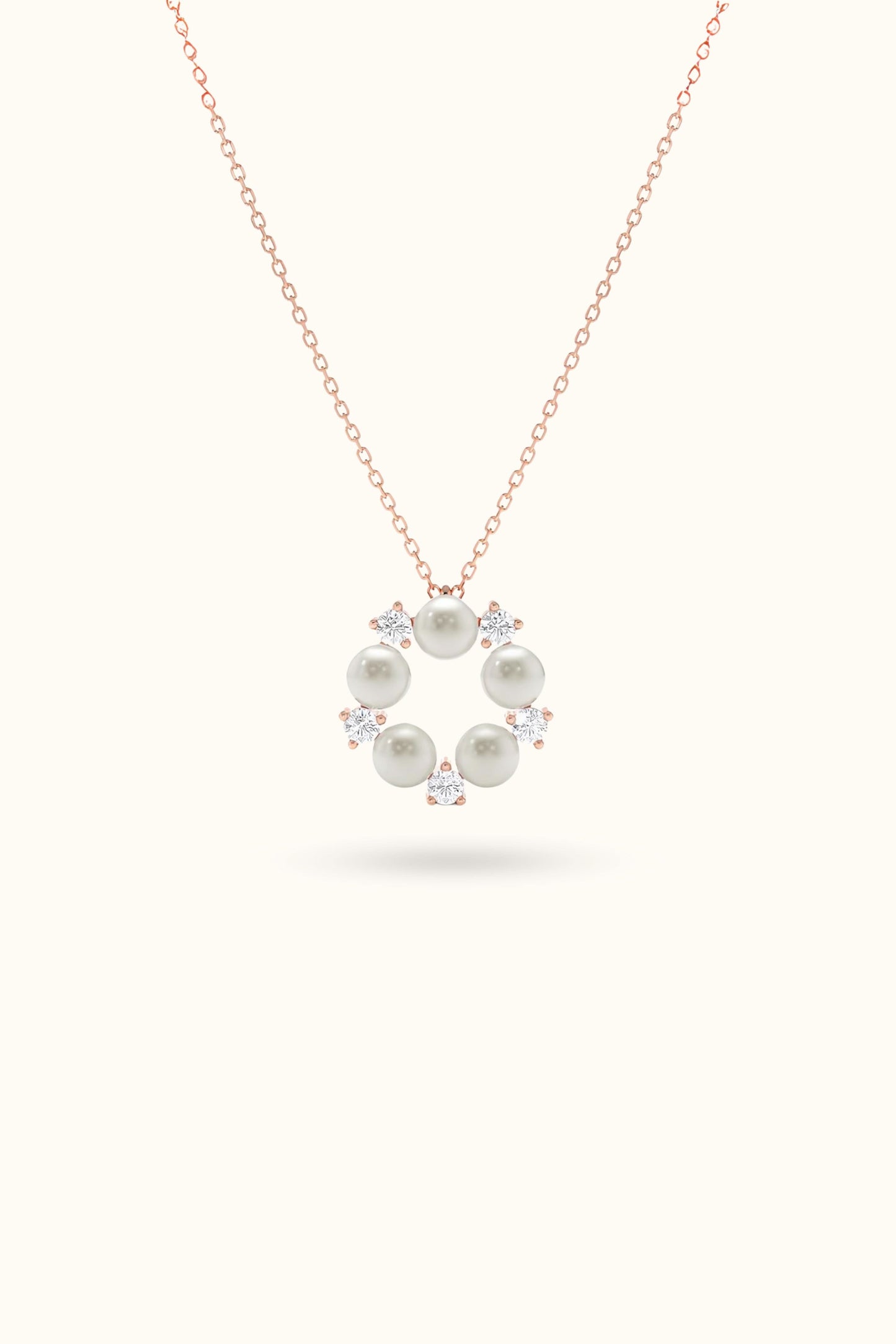Natural Diamond and Pearl Pendant Necklace