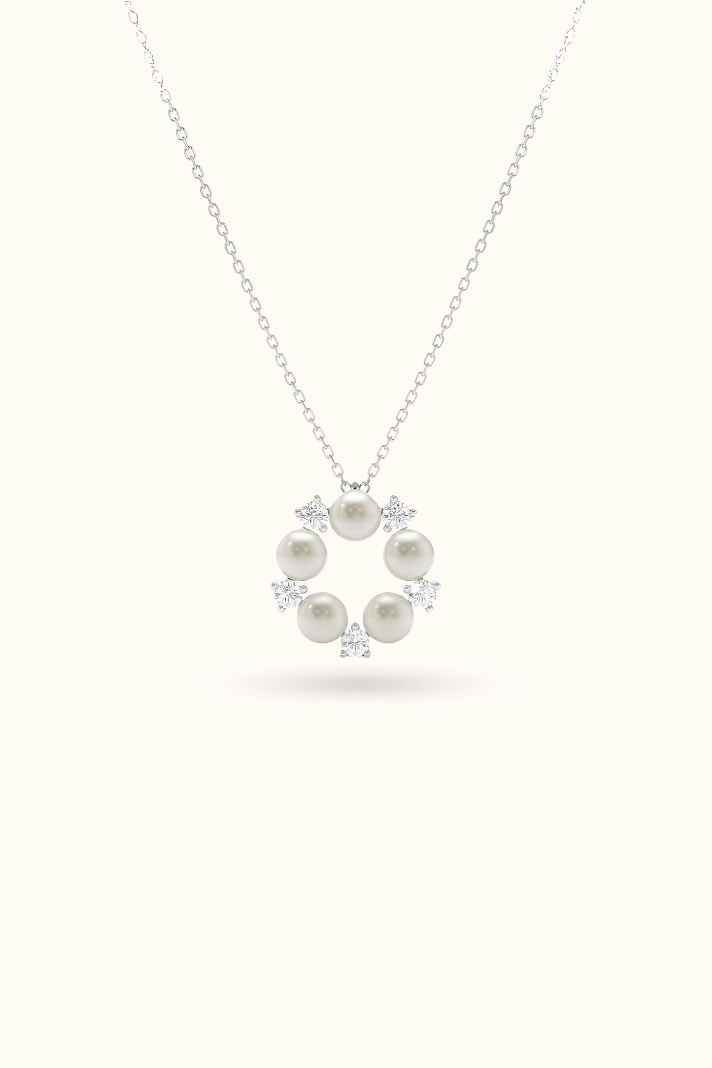 Natural Diamond and Pearl Pendant Necklace