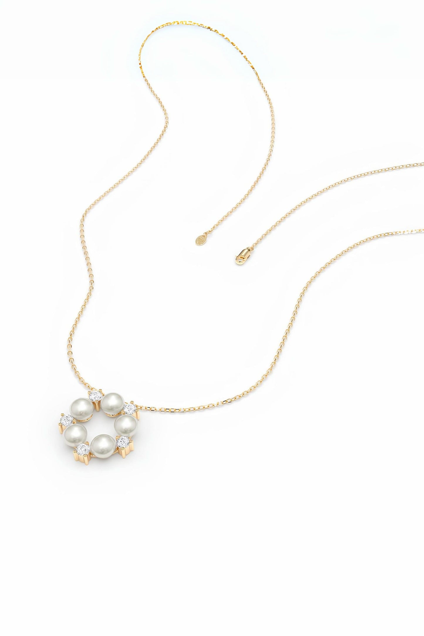Natural Diamond and Pearl Pendant Necklace