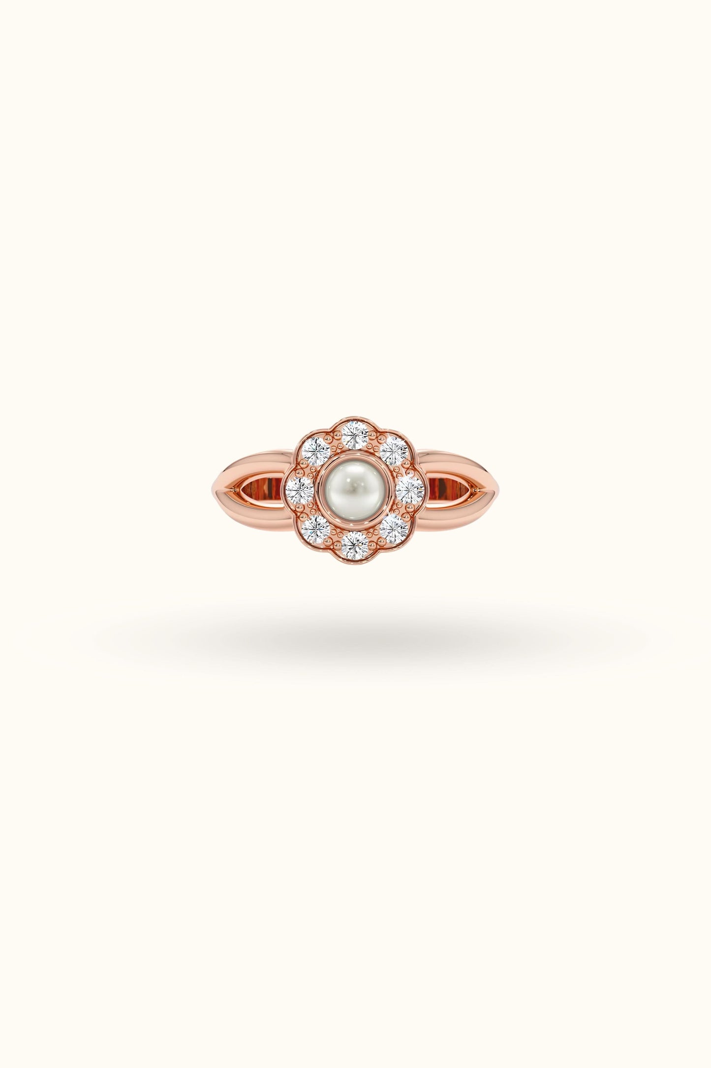 Natural Pearl Ring with Diamonds