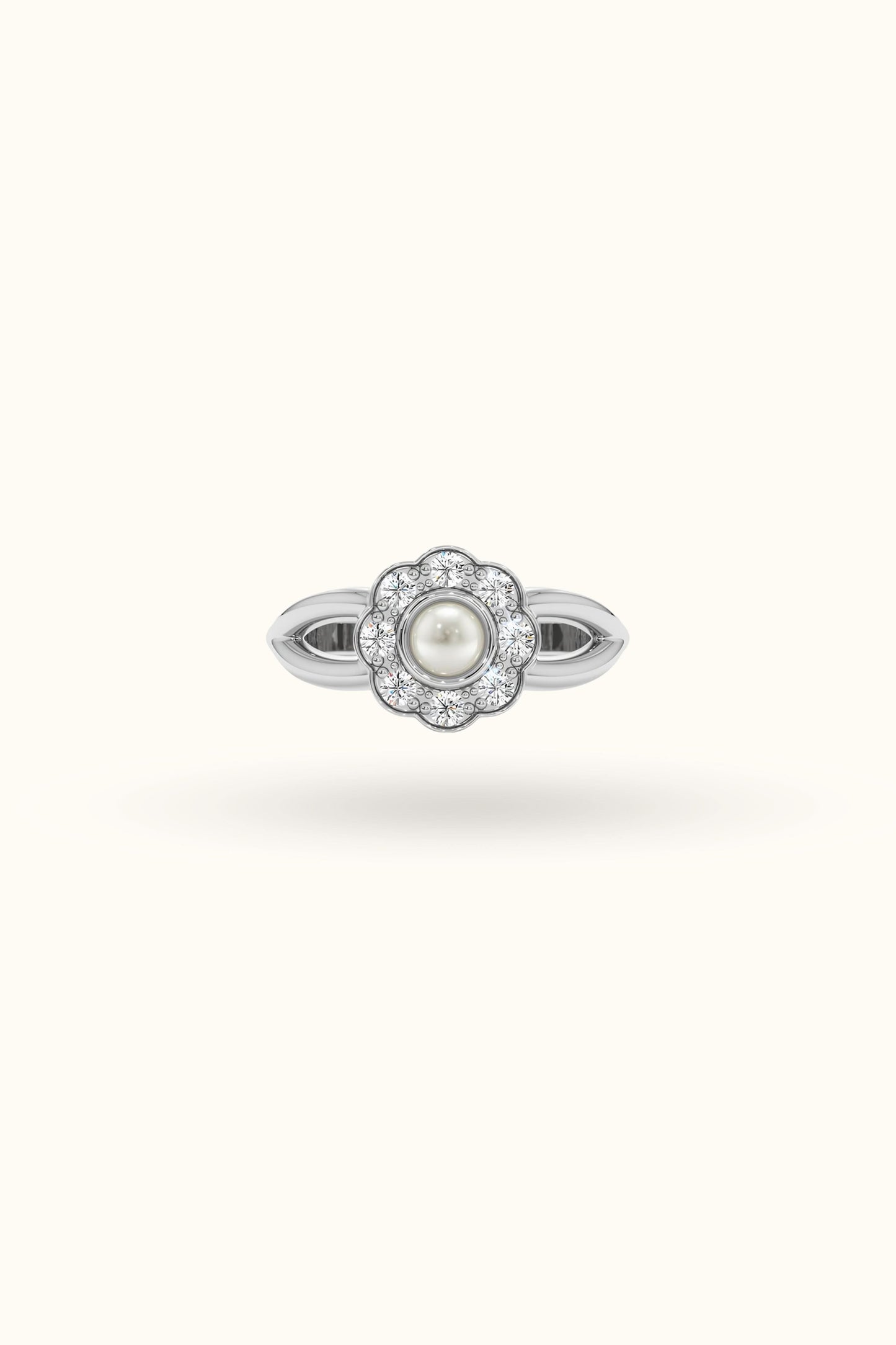Natural Pearl Ring with Diamonds