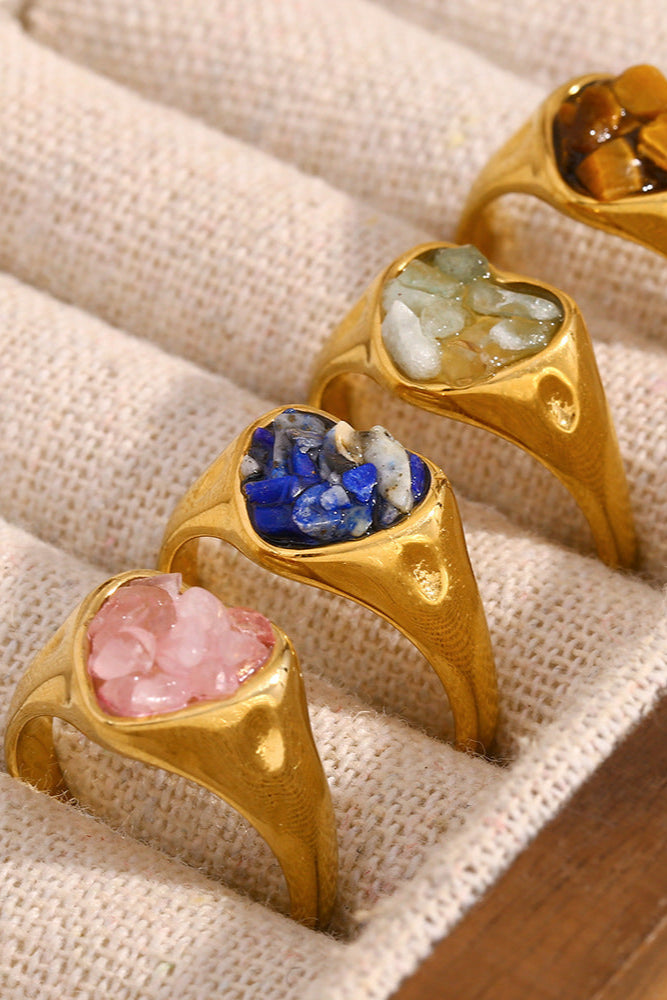 Natural crystal turquoise ring