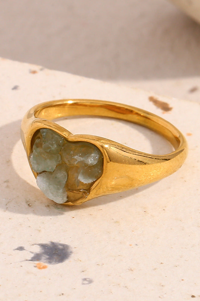 Natural crystal turquoise ring