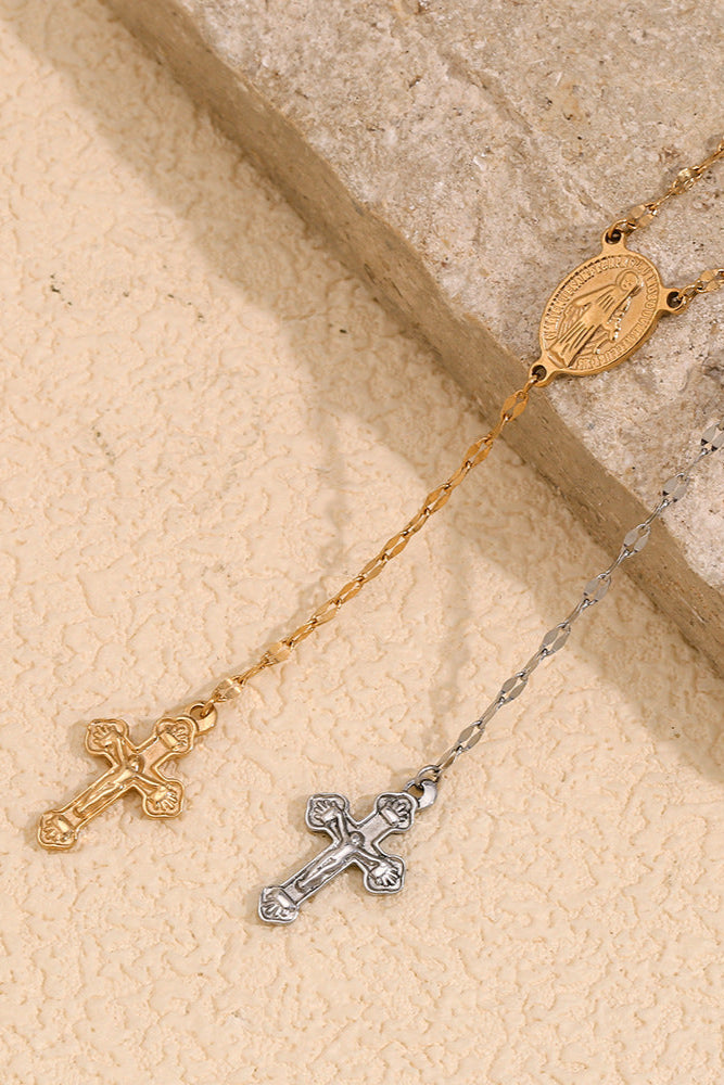 Necklace with a Virgin Mary cross pendant