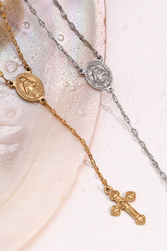 Necklace with a Virgin Mary cross pendant
