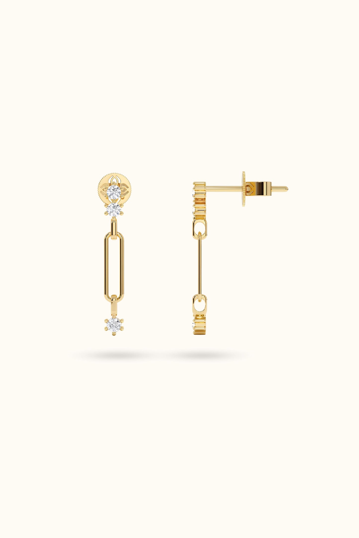 Paperclip Diamond Stud Earrings