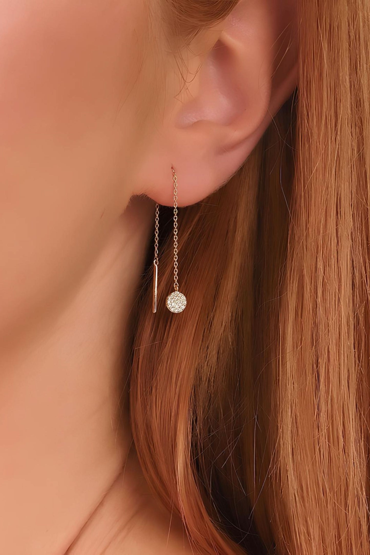 Pave Diamond Threader Earrings