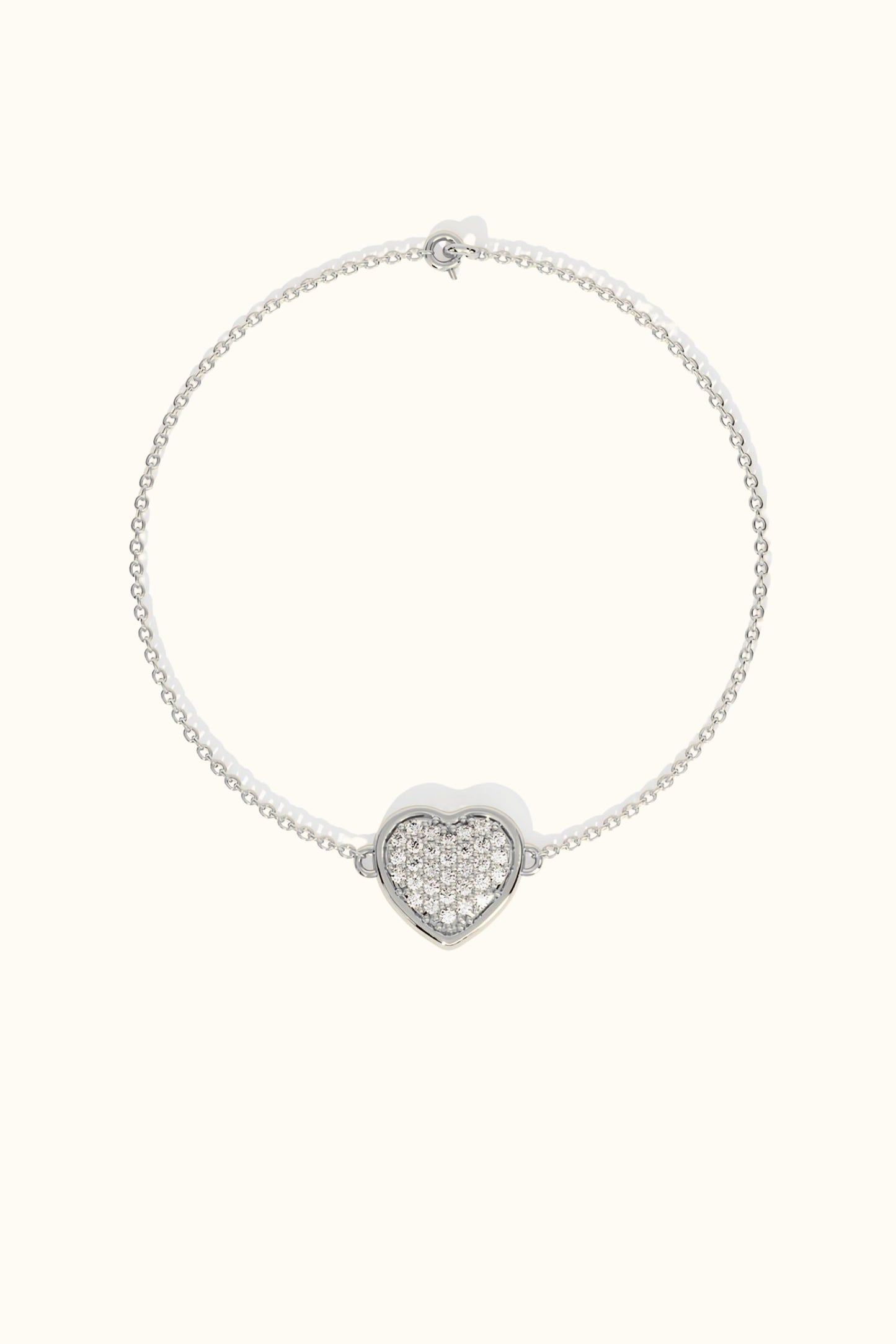 Pave Set Diamond Heart Bracelet in 14k Gold