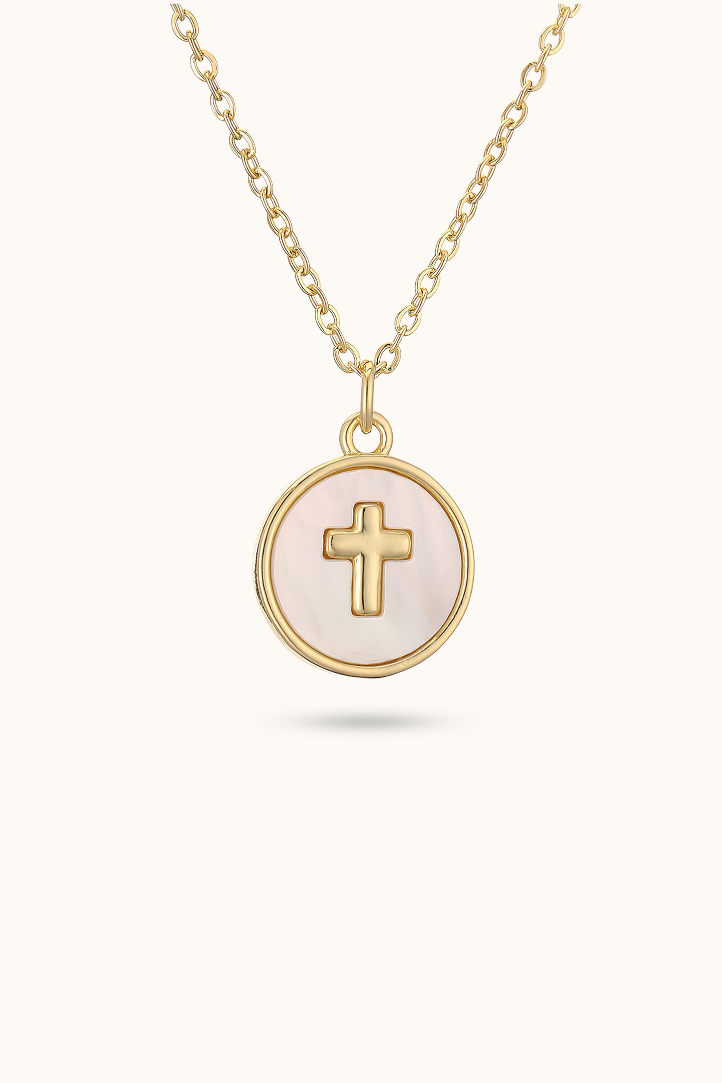 Pearl Cross Virgin Mary Pendant Necklace