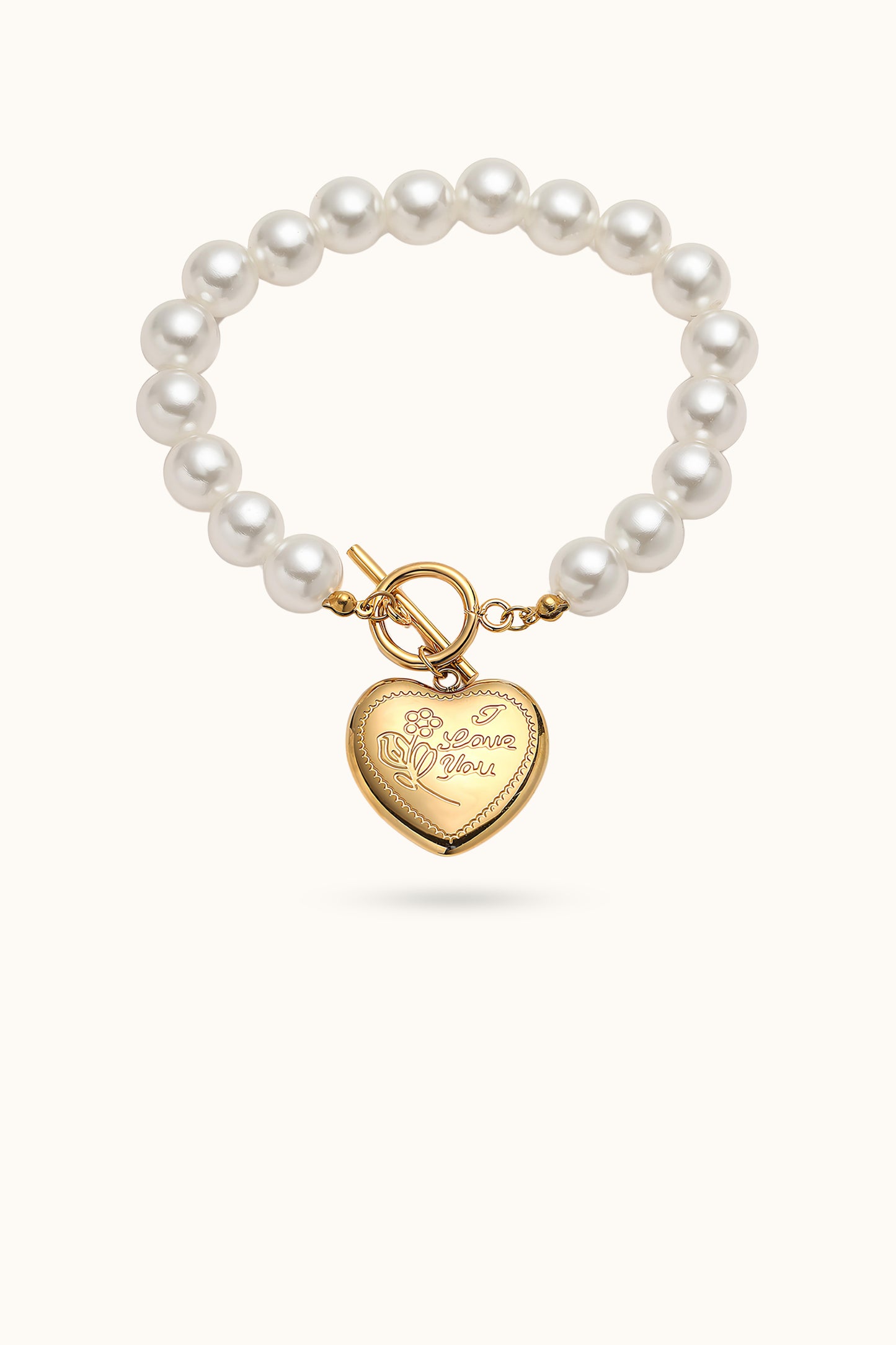 Pearl Heart Pendant Bracelet