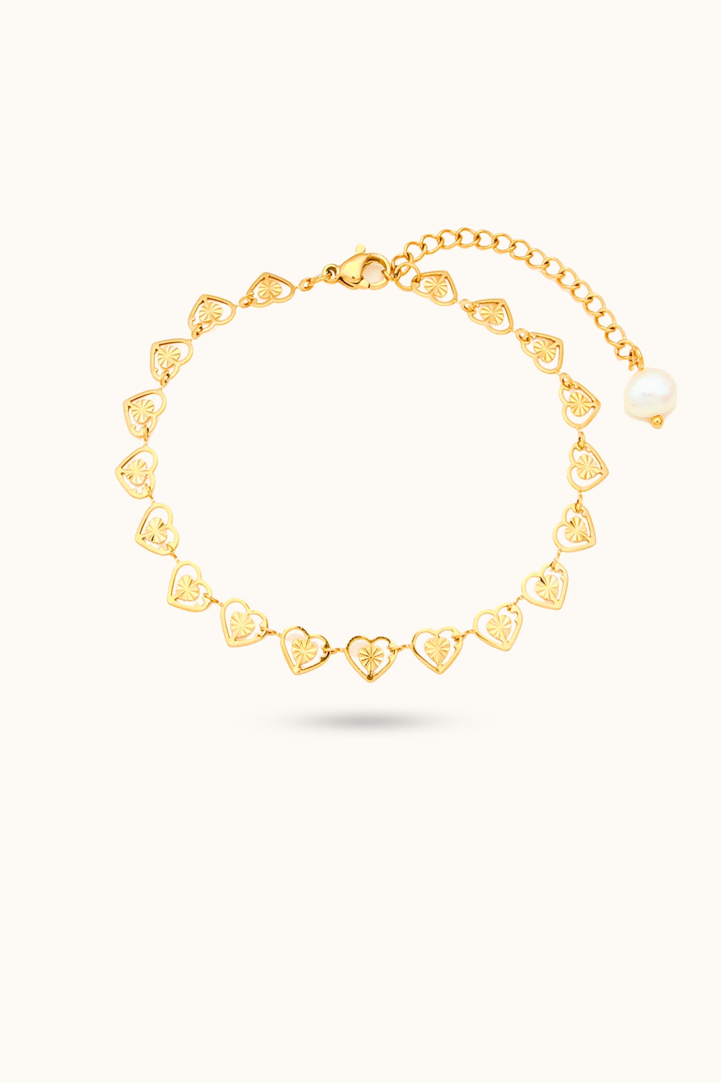 Pearl tail heart Chain Bracelet