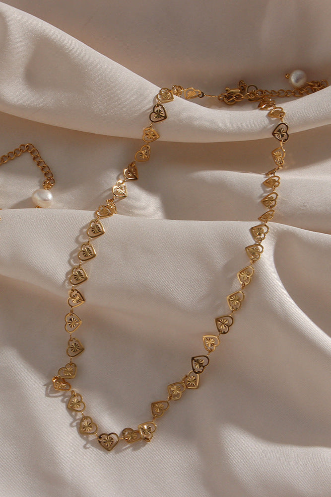 Pearl tail heart Chain necklace