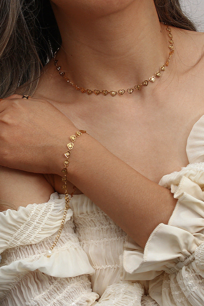 Pearl tail heart Chain necklace