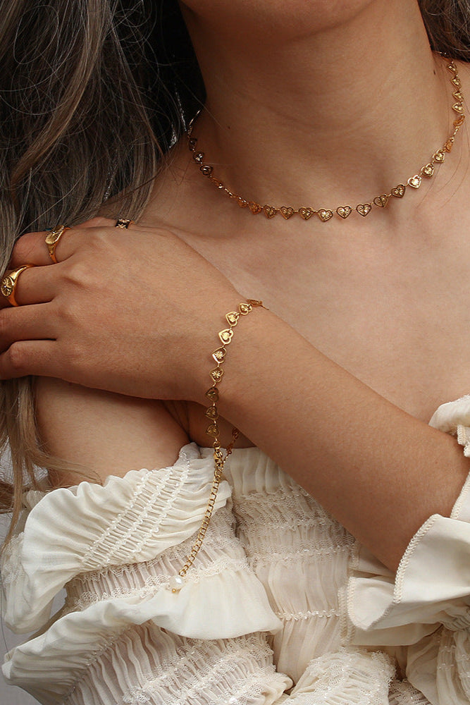 Pearl tail heart Chain Bracelet