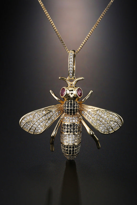 Punk Diamond Wasp Pendant Necklace