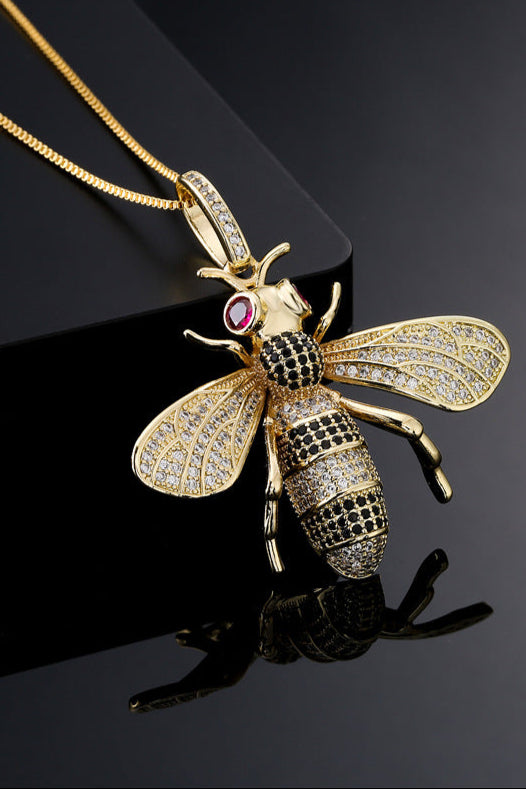 Punk Diamond Wasp Pendant Necklace