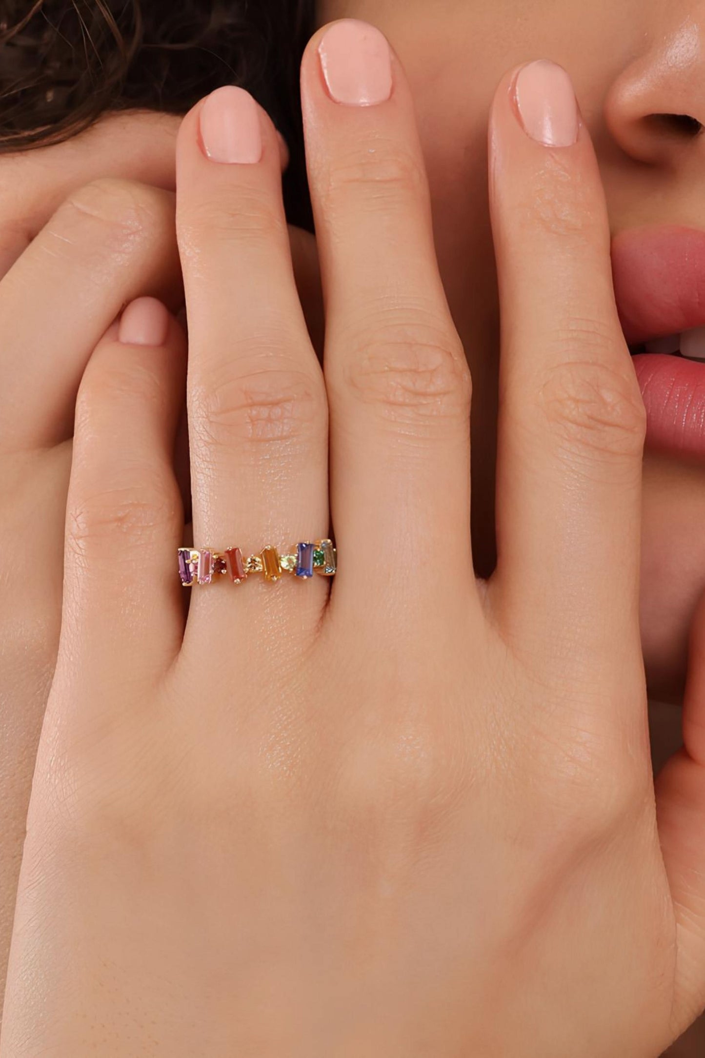 Rainbow Sapphire Cluster Ring