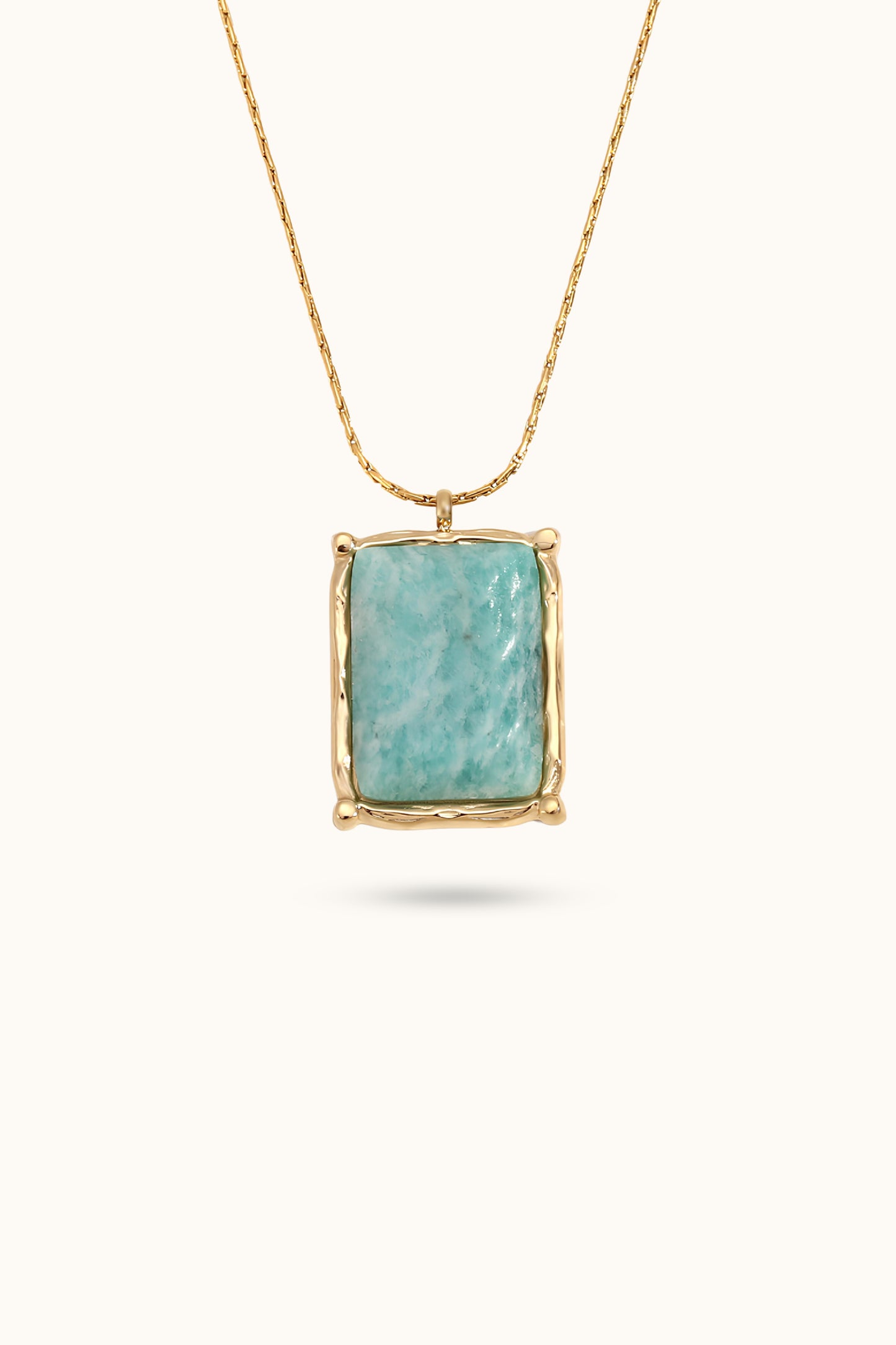 Rectangular Natural Stone Pendant Necklace