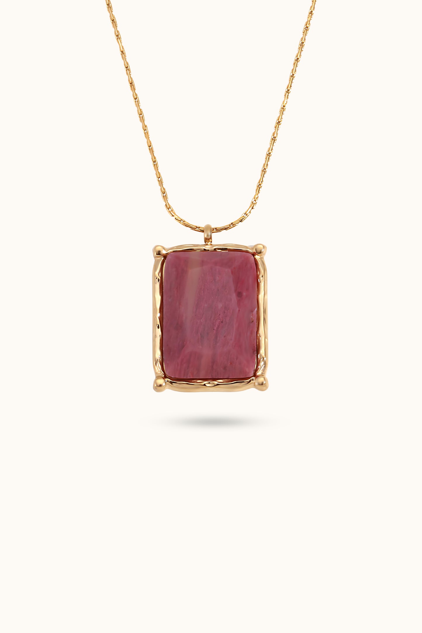 Rectangular Natural Stone Pendant Necklace