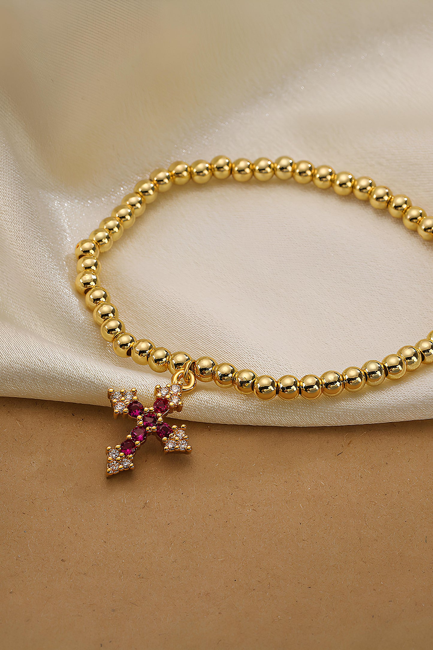 Red Diamond Cross Bracelet