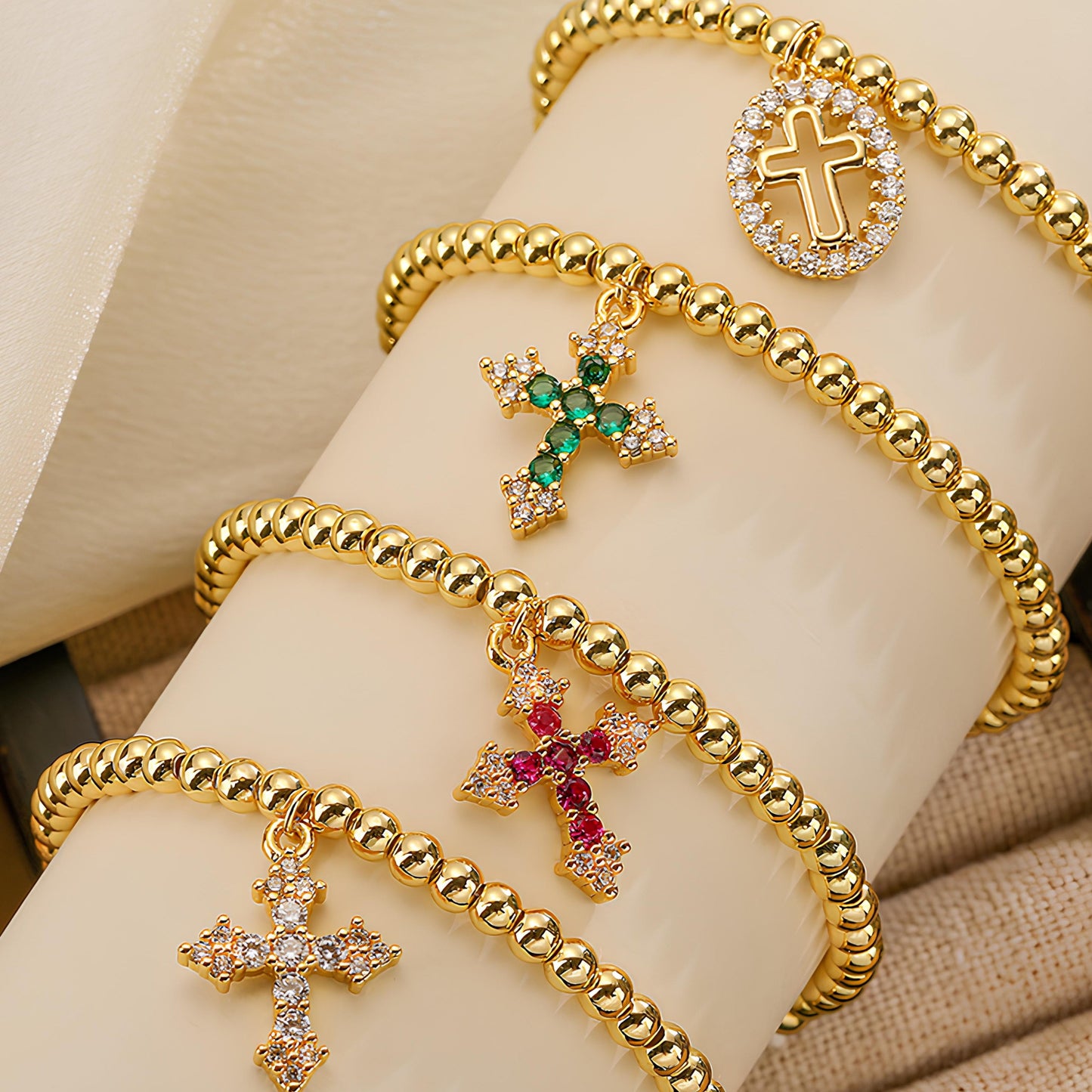 Red Diamond Cross Bracelet