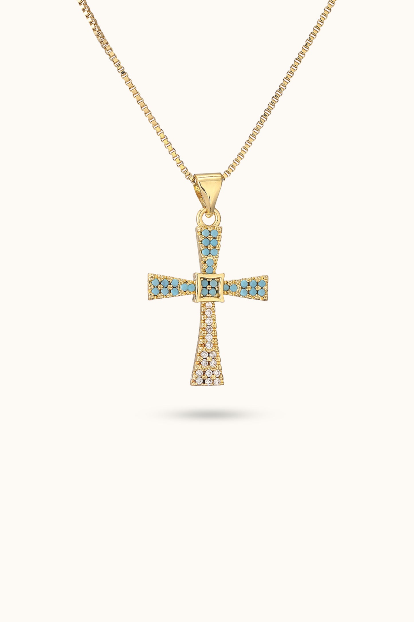 Ribbon Turquoise Cross Pendant Necklace