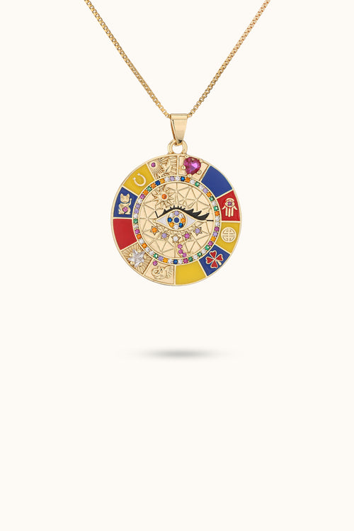 Round Disc All-Seeing Eye Pendant Necklace